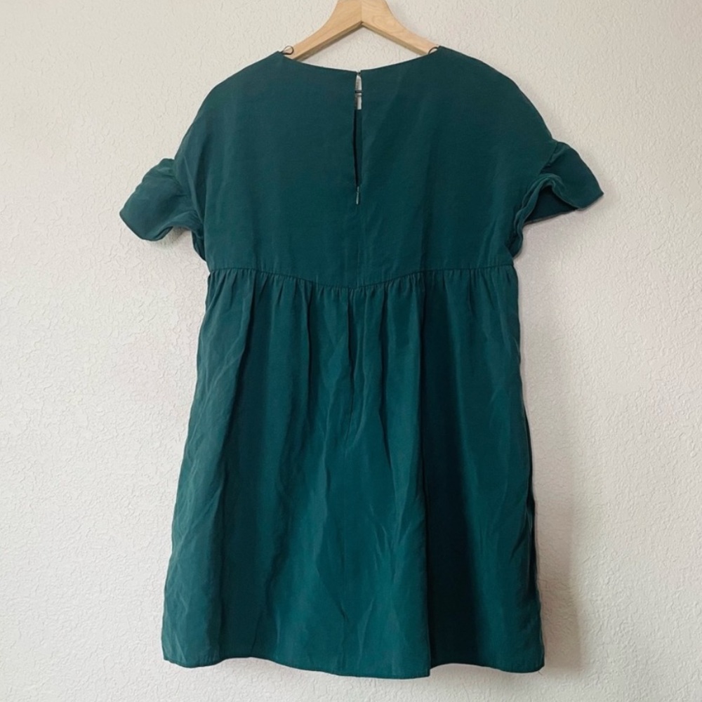 Zara Green Ruffle Babydoll Mini Dress With Pockets Ro… Gem